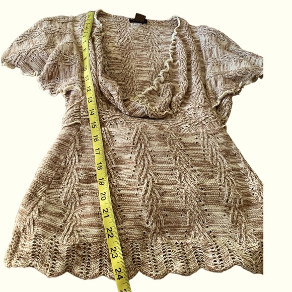 Grace Elements Laguna Ivory tan  cotton knit scallop hem sweater top sz s - Picture 10 of 12